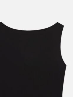 The Drape Tank -- Black 8 The Drape Tank -- Black -FRAME Clothing Shop WS25JKT019 BLK DET top front detail packshot image