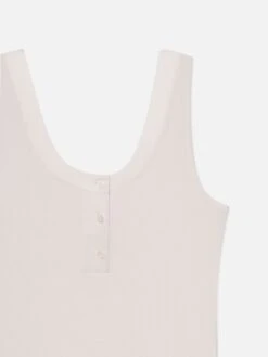 The Satin Trim Tank -- Alabaster -FRAME Clothing Shop WS25JKT020 ABST DETAIL tank front detail packshot image