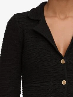 The Crochet Blazer -- Black 9 The Crochet Blazer -- Black -FRAME Clothing Shop WS25KSW024 BLK 13121 sweater front detail image