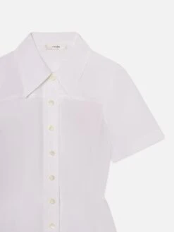 The Flare Mini Dress -- White 6 The Flare Mini Dress -- White -FRAME Clothing Shop WS25WDR016 WHT DET dress front detail packshot image