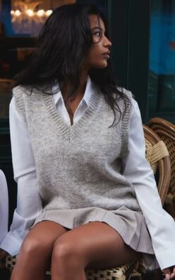 Prettylittlething Grey Marl Knit Sweater Vest