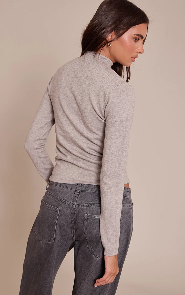 Grey Fine Knit High Neck Sweater – Slim Fit Lightweight Layering Knit 2 Grey Fine Knit High Neck Sweater – Slim Fit Lightweight Layering Knit - Image 2