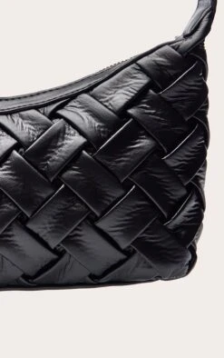 PrettyLittleThing Black Hand Woven Faux Leather Shoulder Bag – Structured Evening Purse -FRAME Clothing Shop a47b91d80f0ef88b7a13f7c1faadee0dbd85e6df CNO3331 5 black hand weave shoulder bag