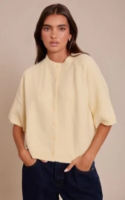 Lemon Soft Knit Short Sleeve Cardigan