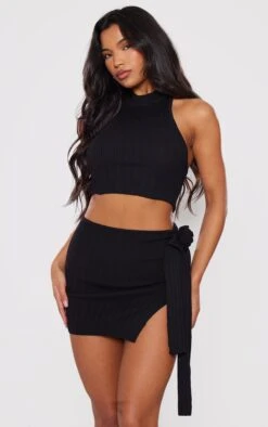 Black Rib Knit Flower Applique Mini Skirt -FRAME Clothing Shop a5910799de21f3a8e5107bd4a528f38fdf0f45c8 cnh0844 4