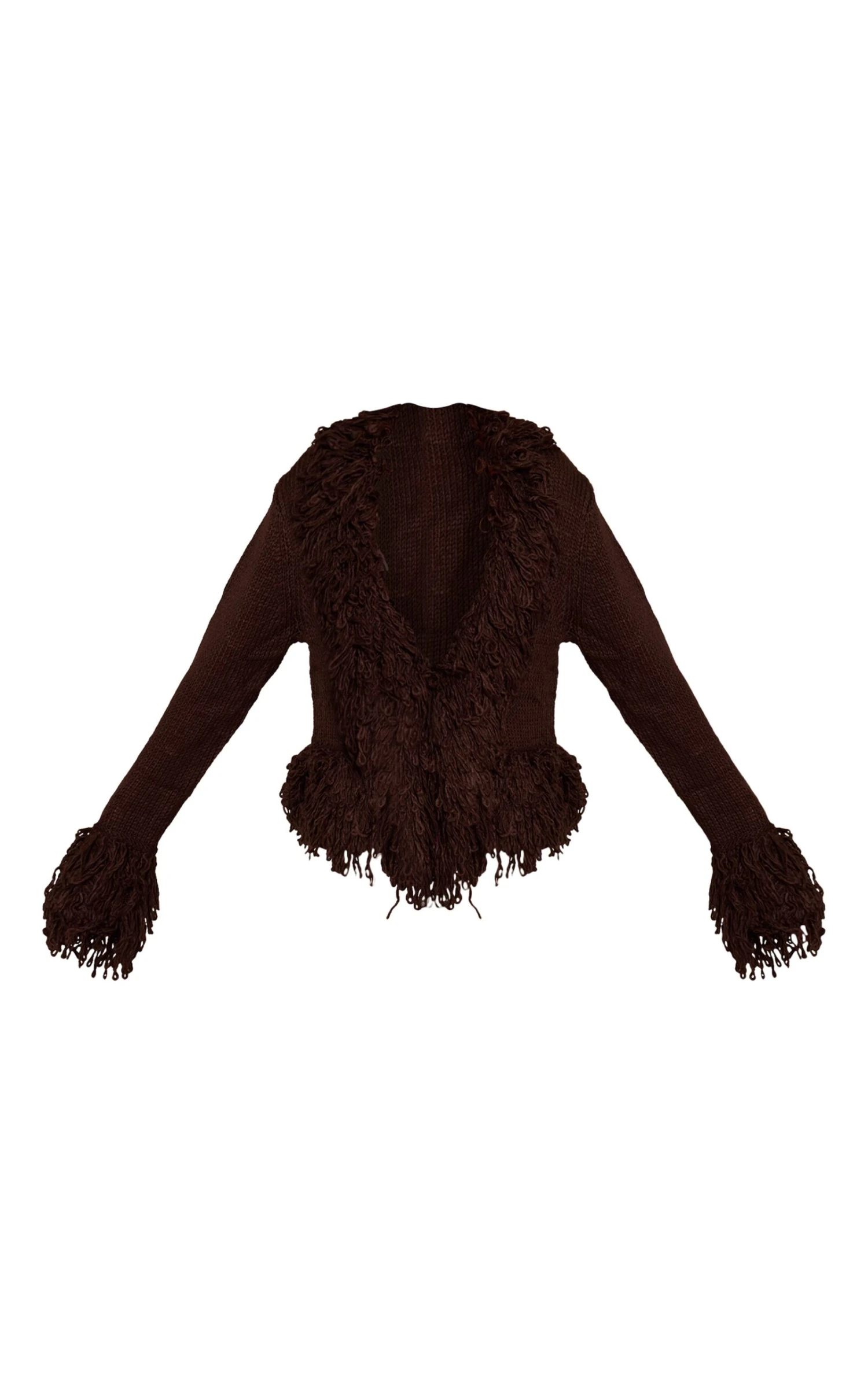 Chocolate Loop Knit Edge Cardigan 5 Chocolate Loop Knit Edge Cardigan - Image 5