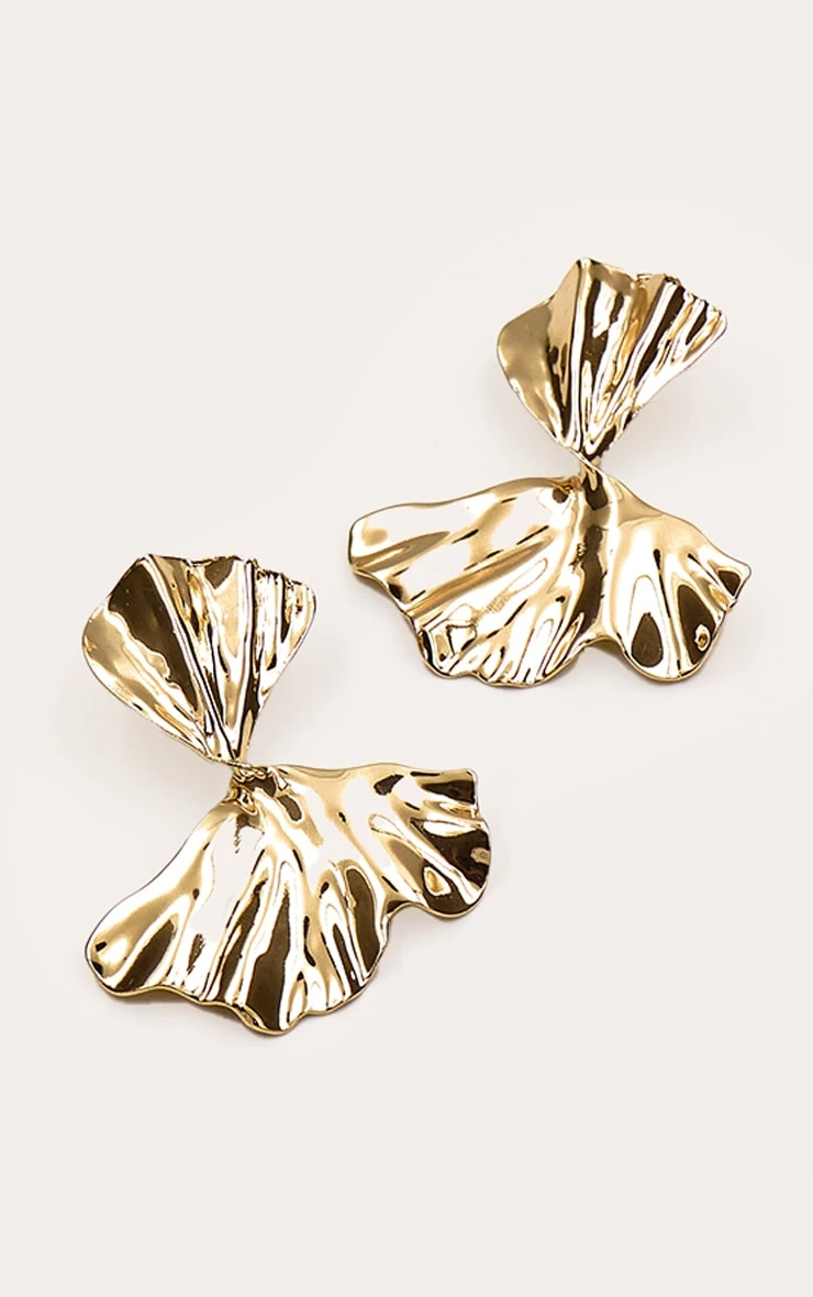 PrettyLittleThing Gold Pleated Twist Design β Statement Textured Stud Earrings 2 PrettyLittleThing Gold Pleated Twist Design β Statement Textured Stud Earrings - Image 2