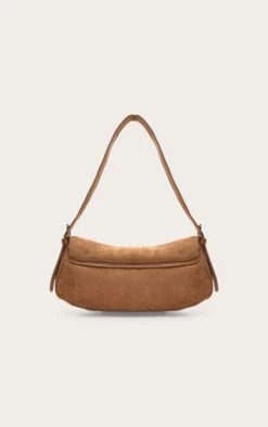 PrettyLittleThing Tan Suede-Effect Buckle Detail Compact Shoulder Bag -FRAME Clothing Shop a9fccee54c2302221ce4102102564bc5206db09f CNN6148 4 tan suede buckle shoulder bag