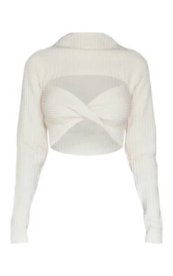 Prettylittlething Cream Ribbed Twist Front Cut Out Sweater -FRAME Clothing Shop ad49b9e26d1ad60a913552b18fe2a3135097145f cnj9236 5