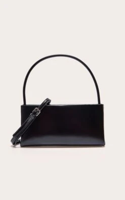 PrettyLittleThing Black Slim Curved Shoulder Bag - Minimalist Day-to-Night Underarm Handbag -FRAME Clothing Shop aec4df34ffff61d29852be12df026e418d053fd3 CNL8009 3 black slim shoulder bag