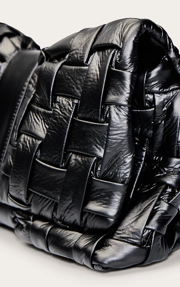 Prettylittlething Black Cross Weave Fold Over Clutch Bag 5 Prettylittlething Black Cross Weave Fold Over Clutch Bag - Image 5