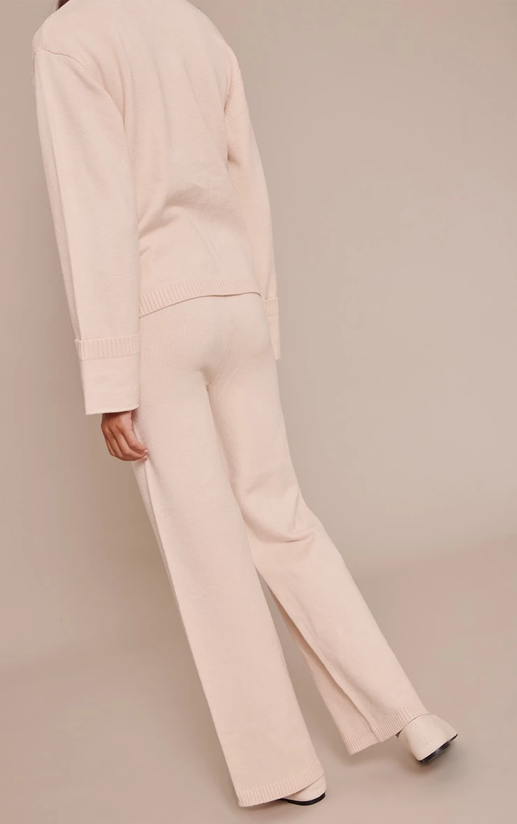 Prettylittlething Cream Wide Leg Knit Pant 3 Prettylittlething Cream Wide Leg Knit Pant - Image 3