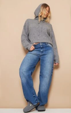 Prettylittlething Charcoal Grey Luxe Knit Sweater & Hood -FRAME Clothing Shop b0a55325432f8ea9cc0c19fd9747d53d4a3a2978 cne7501 3