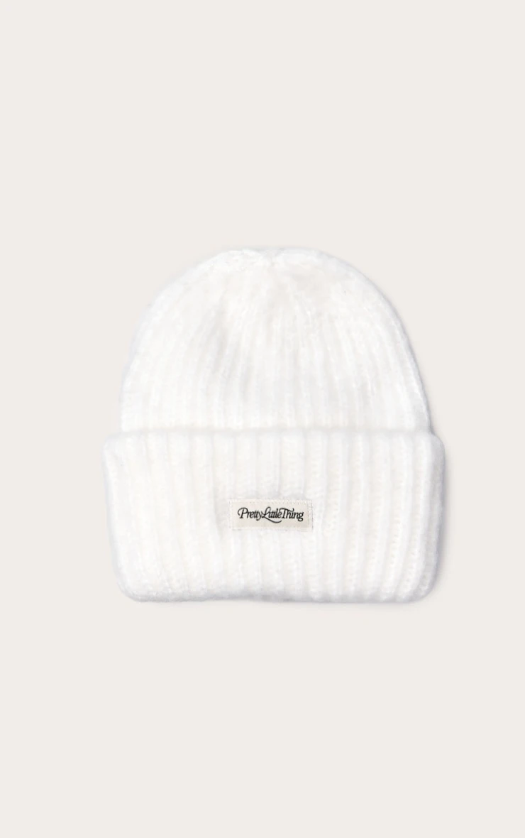 Prettylittlething Cream Fluffy Chunky Rib Beanie 2 Prettylittlething Cream Fluffy Chunky Rib Beanie - Image 2