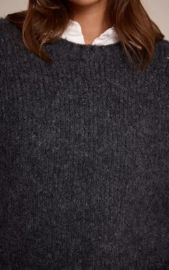 Charcoal Rib Detail Oversized Sweater -FRAME Clothing Shop b4518d66adf9b8c0dbe0d8694cba9268f1c78269 CNN9669 4 charcoal rib detail oversized jumper