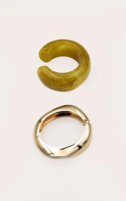 Prettylittlething Butter Yellow Brown Resin Bangle Multipack