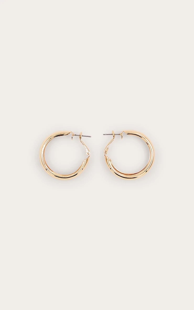 Prettylittlething Gold Small Chunky Tubular Hoop Earrings - Modern Minimalist Style 3 Prettylittlething Gold Small Chunky Tubular Hoop Earrings - Modern Minimalist Style - Image 3