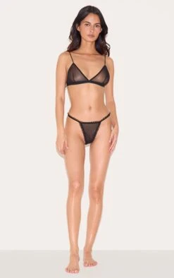 Prettylittlething Black Textured Mesh Frill Edge Thong -FRAME Clothing Shop b62af85cd6da298bfc3727c585d856626bd201ee CNL2599 3 black textured mesh frill edge thong