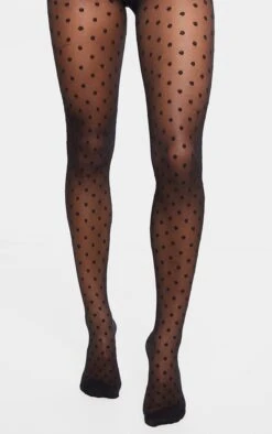Prettylittlething Black Polka Dot Tights