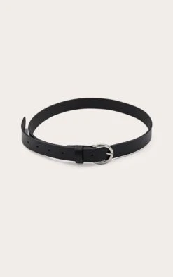 Prettylittlething Black PU Basic Crescent Buckle Belt