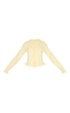 PrettyLittleThing Lemon Yellow Knit Ruffle Detail Button-Down Cardigan 9 PrettyLittleThing Lemon Yellow Knit Ruffle Detail Button-Down Cardigan -FRAME Clothing Shop b9b4dd3301c7904d7fbf6d8caca25bc87efa91c3 CNM7661 5 butter cream knit ruffle detail cardigan