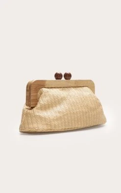 PrettyLittleThing Natural Woven Raffia Structured Box Clutch with Tortoiseshell Clasp 7 PrettyLittleThing Natural Woven Raffia Structured Box Clutch with Tortoiseshell Clasp -FRAME Clothing Shop bad0a56cc827b0c5e689c287ca8ed88de699cf75 CNN3454 3 natural raffia clutch with tortoiseshell detail