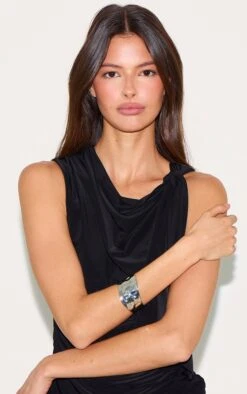 Prettylittlething Silver Texture Bangle