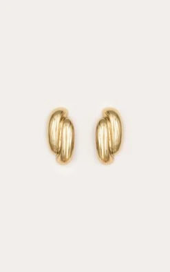 Prettylittlething Gold Chunky Abstract Twist Statement Earrings