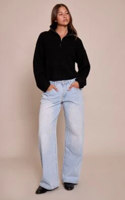 Black Half Zip Soft Knit Sweater -FRAME Clothing Shop bcc189705f3f47e5ea3eab69a8ccd7b69cd30604 CNN9647 3 black half zip soft knit jumper