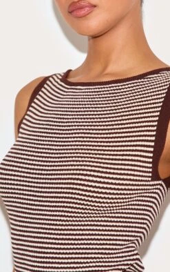 Prettylittlething Chocolate Stripe Waffle Knit Boat Neck Top -FRAME Clothing Shop bfbdb74277c71bcef9dc5ad21dc52bc02917dcfc CNL6082 4 chocolate stripe waffle knit boat neck top