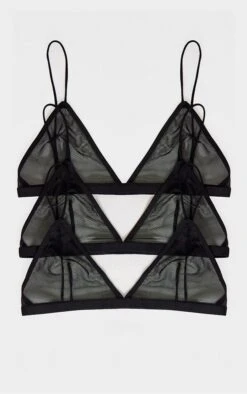 Prettylittlething Black Mesh Pack Of 3 Basic Triangle Bra -FRAME Clothing Shop c2306049a3cfb851f5789b2fba4b2da4dae02685 cnl3156 1