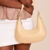 PrettyLittleThing Butter Yellow Curved PU Shoulder Bag - Pastel Minimalist Day Bag