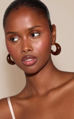 Prettylittlething Brown Resin Chunky Hoop Earring