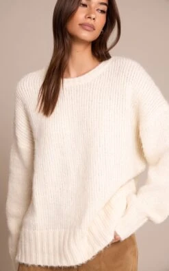 Cream Rib Detail Oversized Sweater