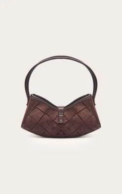 PrettyLittleThing Chocolate Faux Suede Woven Buckle Shoulder Bag -FRAME Clothing Shop c59946622d70fbb325132d1d8b62c92ee18e012c CNO3333 4 chocolate faux suede weave buckle shoulder bag
