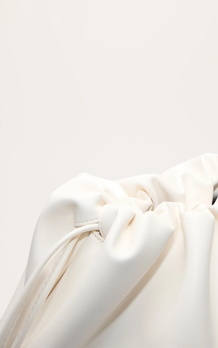 PrettyLittleThing Cream PU Oversize Drawstring Clutch Bag - Minimalist Pouch Handbag 5 PrettyLittleThing Cream PU Oversize Drawstring Clutch Bag - Minimalist Pouch Handbag - Image 5