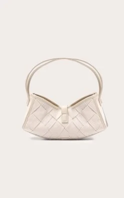 PrettyLittleThing Cream Faux Suede Woven Buckle Shoulder Bag -FRAME Clothing Shop c7298813154ae629ca01160fb621c584262464ec CNO3332 4 cream faux suede weave buckle shoulder bag