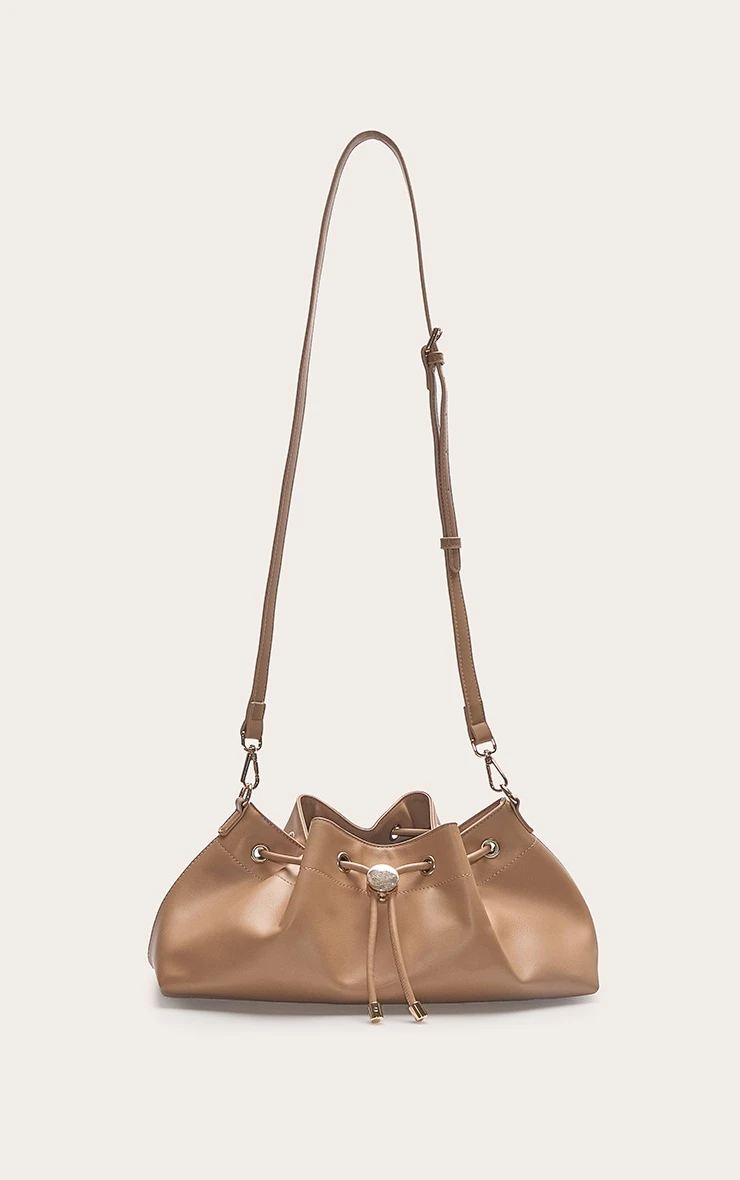 PrettyLittleThing Tan Soft PU Drawstring Shoulder Bag – Chic Minimalist Small Handbag 5 PrettyLittleThing Tan Soft PU Drawstring Shoulder Bag – Chic Minimalist Small Handbag - Image 5