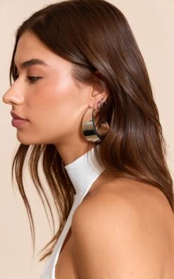 Prettylittlething Silver Smooth Multi Layered Hoop Earrings