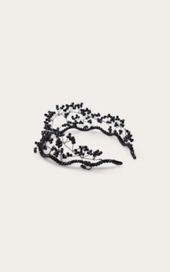 PrettyLittleThing Black Beaded Tiara Headband – Regal Gothic Jewel Crown Accessory -FRAME Clothing Shop c940462893a7afa0de730eed363740010e894993 CNO5247 3 black beaded tiara headband
