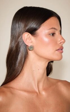 Prettylittlething Silver Weave Stud Earrings