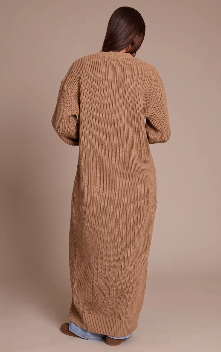 Taupe Maxi Knitted Cardigan 2 Taupe Maxi Knitted Cardigan - Image 2