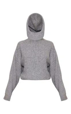 Prettylittlething Charcoal Grey Luxe Knit Sweater & Hood -FRAME Clothing Shop ccdaef984f0495463ab80db54c1389a57cef4ffc cne7501 5