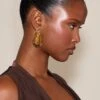 PrettyLittleThing Gold Outlined Tiger's Eye Organic Statement Earrings