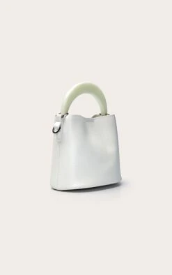 Cream Patent PU Bucket Bag with Glossy Resin Handle – Modern Handbag -FRAME Clothing Shop d2c03b96c03a7a6cf278f3dc714bf8b09b06a66a CNO2101 4 cream resin handle bucket bag
