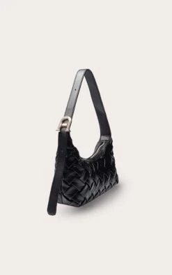 PrettyLittleThing Black Hand Woven Faux Leather Shoulder Bag – Structured Evening Purse -FRAME Clothing Shop d4e6e97272e5b29e3e88dd68326c7e626e9ccc57 CNO3331 3 black hand weave shoulder bag