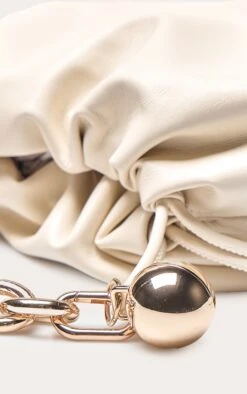 PrettyLittleThing Cream Beaded Ruched Pouch Grab Bag with Metallic Chain Handle -FRAME Clothing Shop d7331bb12876ee9fd0fef9343602dddfe07482fc CNO2097 4 cream chain bead pouch grab bag