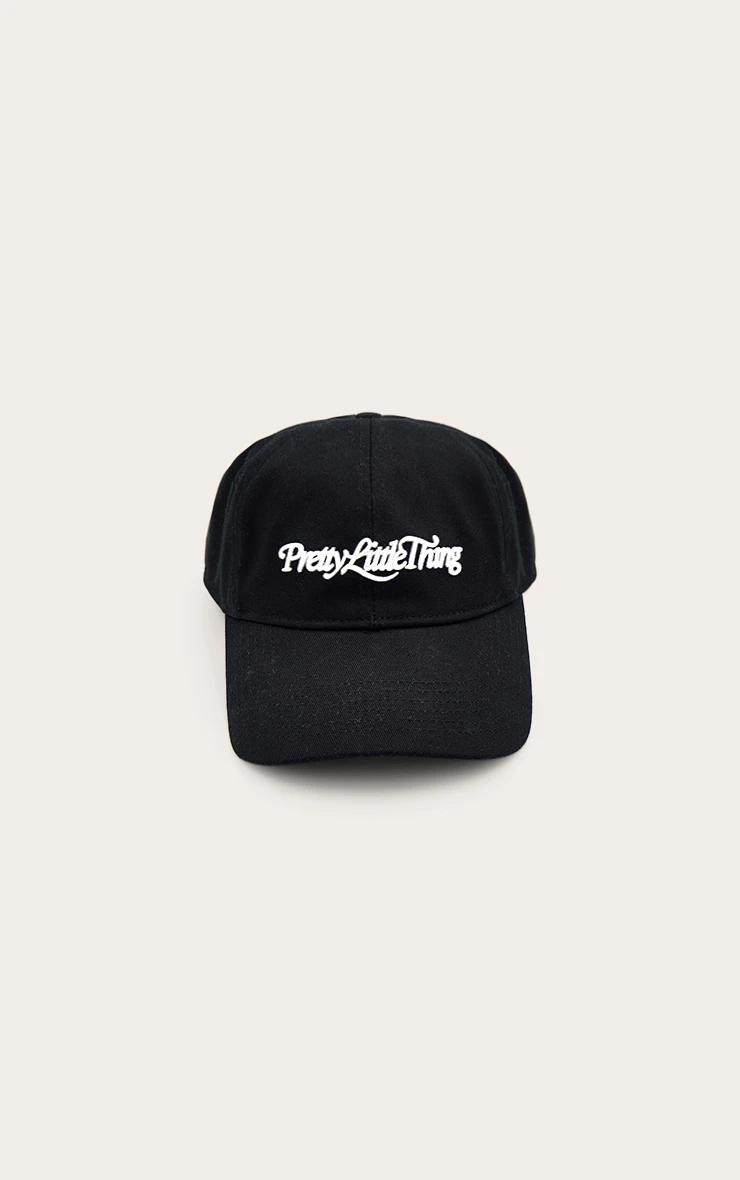 PrettyLittleThing Black with White Script Embroidery – Classic Curved Bill Dad Hat 2 PrettyLittleThing Black with White Script Embroidery – Classic Curved Bill Dad Hat - Image 2