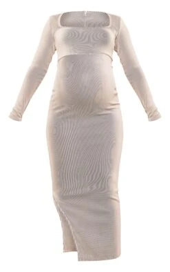 Prettylittlething Maternity Cream Ribbed Long Sleeve Side Split Maxi Dress -FRAME Clothing Shop d866cc6a7bf31c16a8f5cf48702d8a80d25e9b40 cmp4023 6