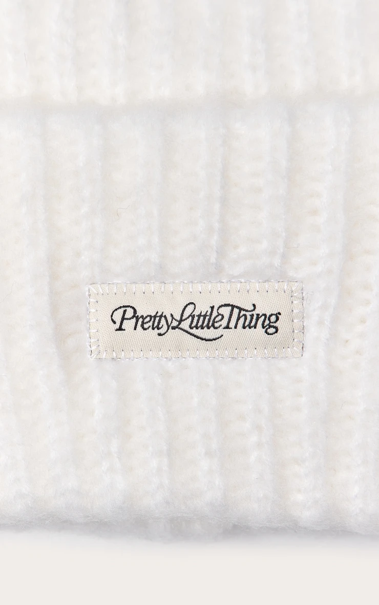 Prettylittlething Cream Fluffy Chunky Rib Beanie 3 Prettylittlething Cream Fluffy Chunky Rib Beanie - Image 3